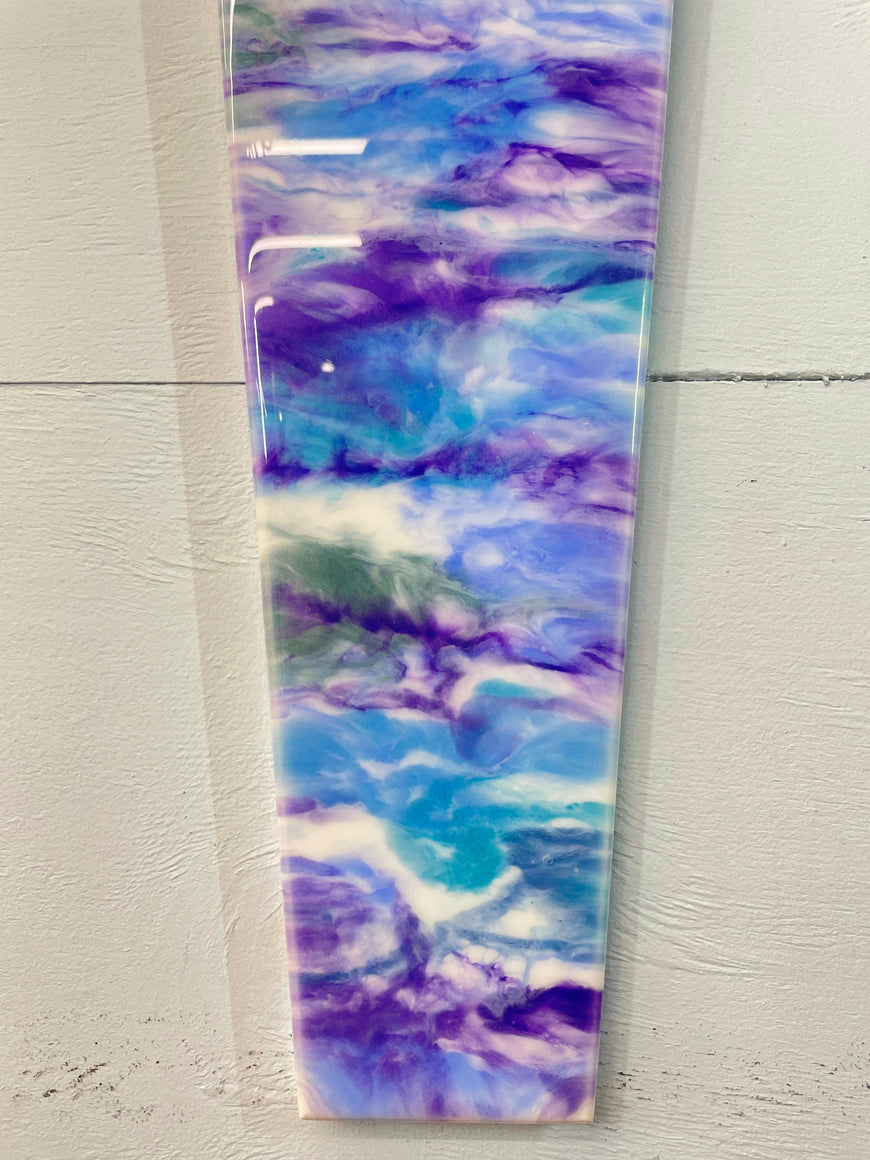 Narrow Blue and Purple Abstract Resin Wall Clock