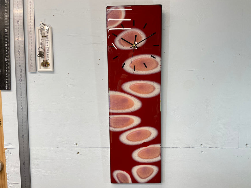 Maroon and Pink Rectangular Abstract Resin Wall Clock