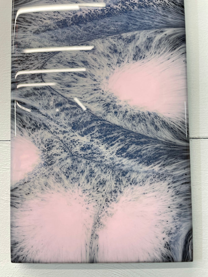 Navy Blue Pink and Grey Rectangular Abstract Resin Wall Clock