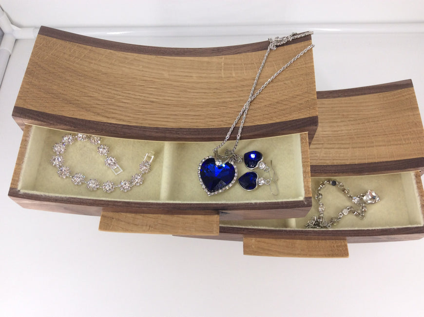 Stylish Curved Wooden Jewellery Box 