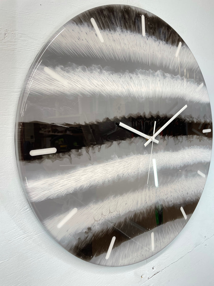 50cm Large Grey Black and White Abstract Modern Resin Wall Clock