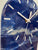 Narrow Navy Blue  White and Grey Abstract Resin Wall Clock