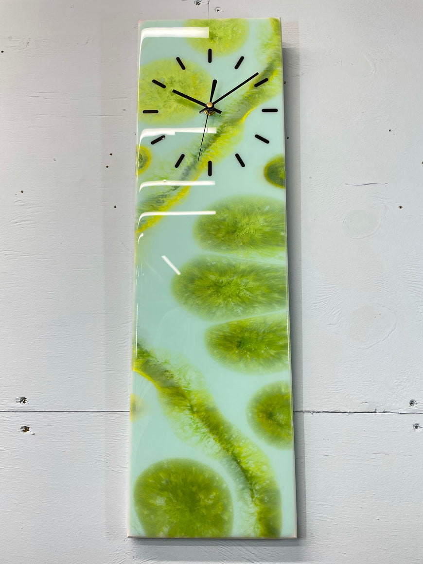 Rectangular Green Abstract Resin Wall Clock