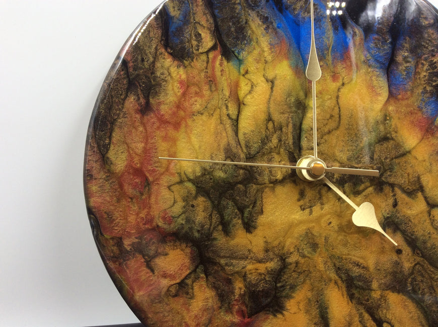 Resin Art Clock, Fire Clock