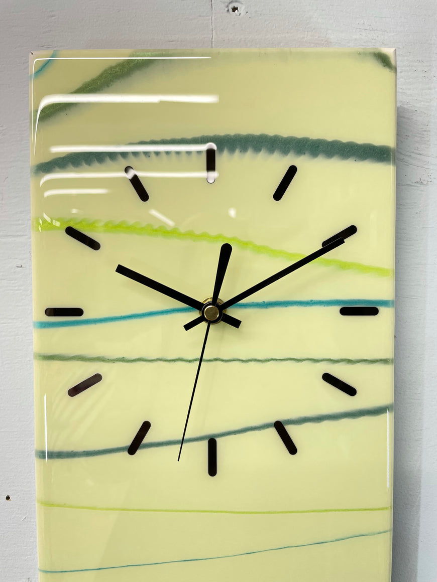 Light Green Rectangular Abstract Resin Wall Clock