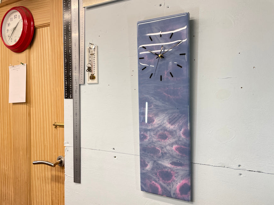 Purple Pink and Grey Abstract Resin Wall Clock