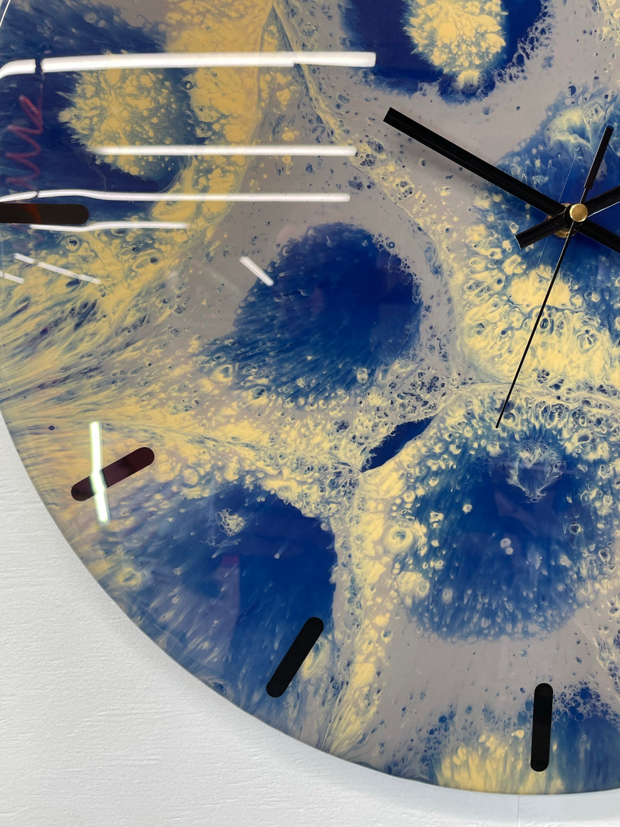 50cm Large Navy Blue and Grey Abstract Modern Resin Wall Clock