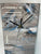 Narrow Metallic Silver Blue Black and White Abstract Resin Wall Clock