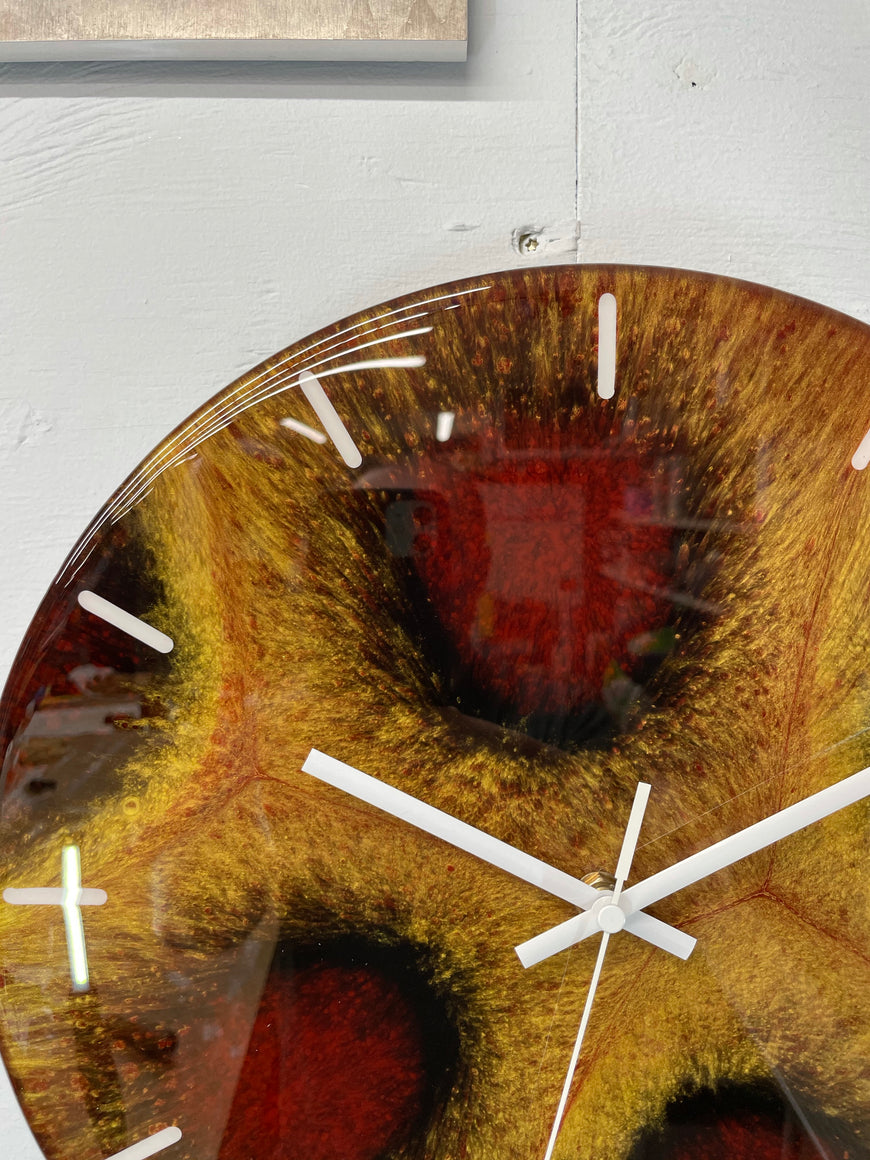 Gold Black and Maroon Abstract Modern Resin Wall Clock