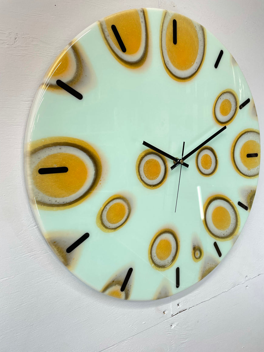 50cm Large Mint Green and Gold Abstract Modern Resin Wall Clock