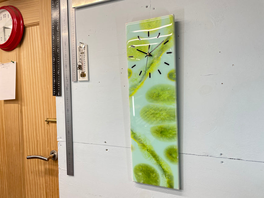 Rectangular Green Abstract Resin Wall Clock