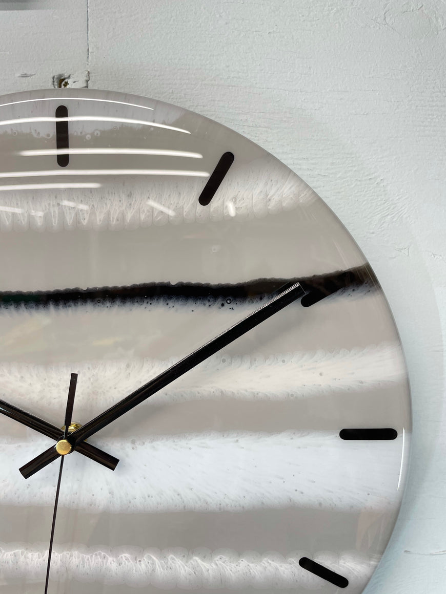 33cm Grey, Black, White and Pale Blue Abstract Modern Resin Wall Clock