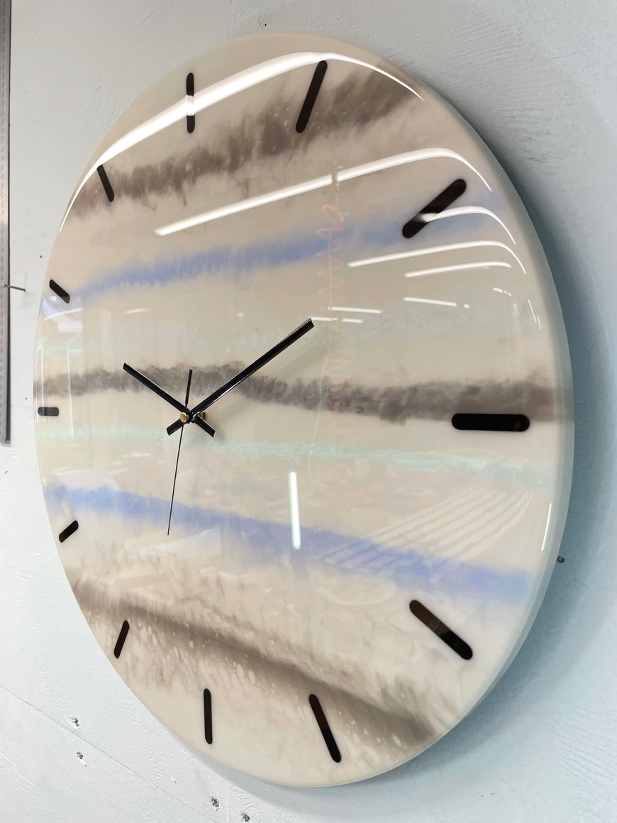 50cm Large Grey and Pale Blue Abstract Modern Resin Wall Clock