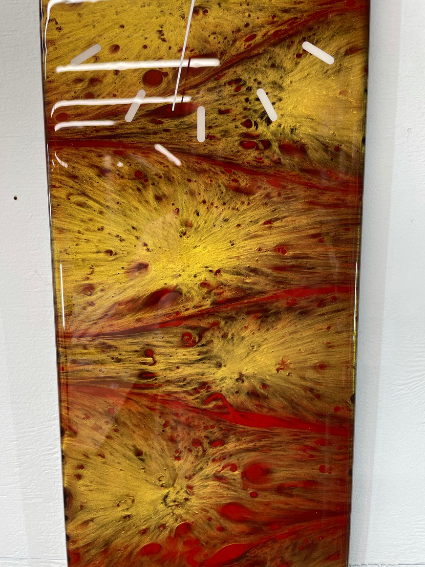 Red and Gold Abstract Resin Wall Clock