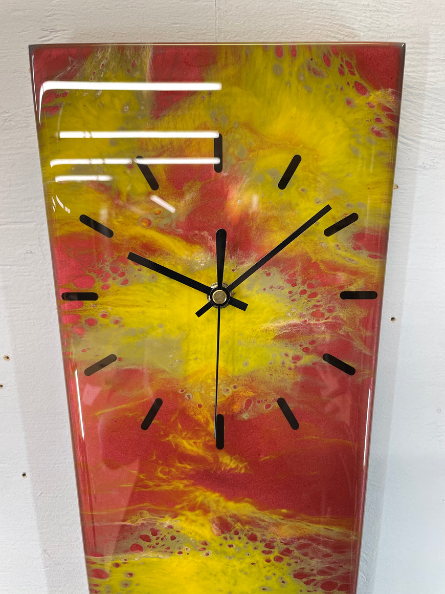 70cm Long Narrow Rose Gold and Yellow Abstract Resin Wall Clock