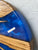 Zebra wood and Sapphire Blue Pearlescent Resin Wall Clock