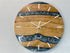 English Oak and Metallic Blue Pearlescent Resin Wall Clock