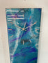 70cm Long Narrow Turquoise Purple and Silver Abstract Resin Wall Clock