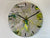 33cm Metallic Silver Dark Green and Yellow Abstract Modern Resin Wall Clock