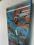 70cm Long Narrow Turquoise Black and Copper Abstract Resin Wall Clock