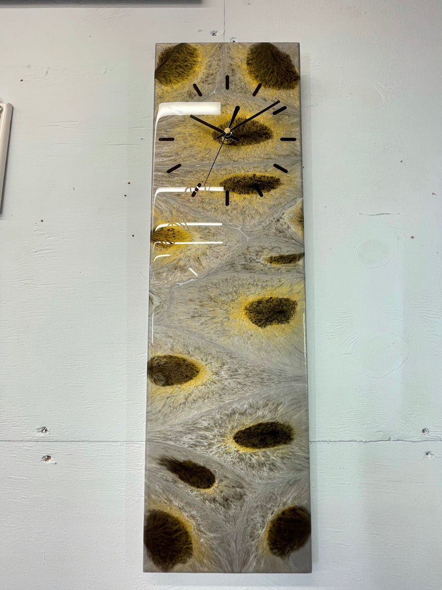 Silver Black and Gold Rectangular Abstract Resin Wall Clock