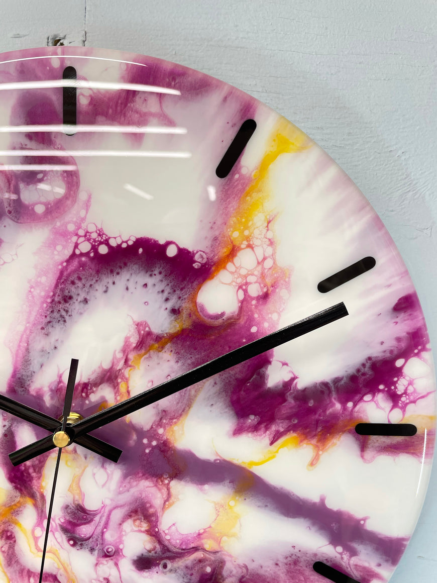 33cm White and Purple Abstract Modern Resin Wall Clock