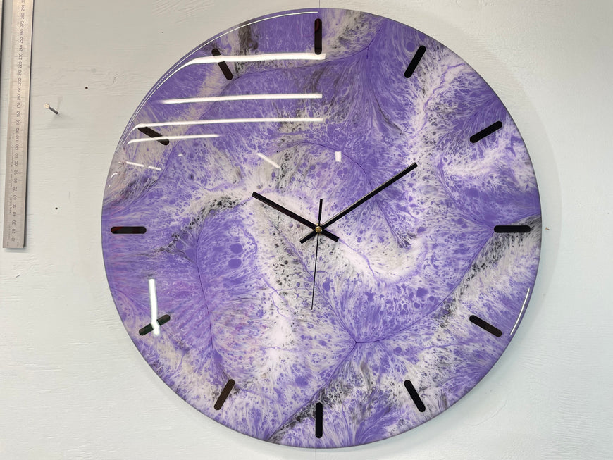 50cm Large Purple and Grey Abstract Modern Resin Wall Clock