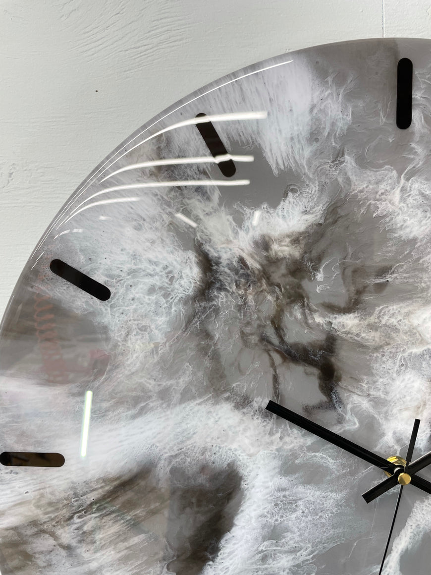 50cm Large Grey Black and White Abstract Modern Resin Wall Clock