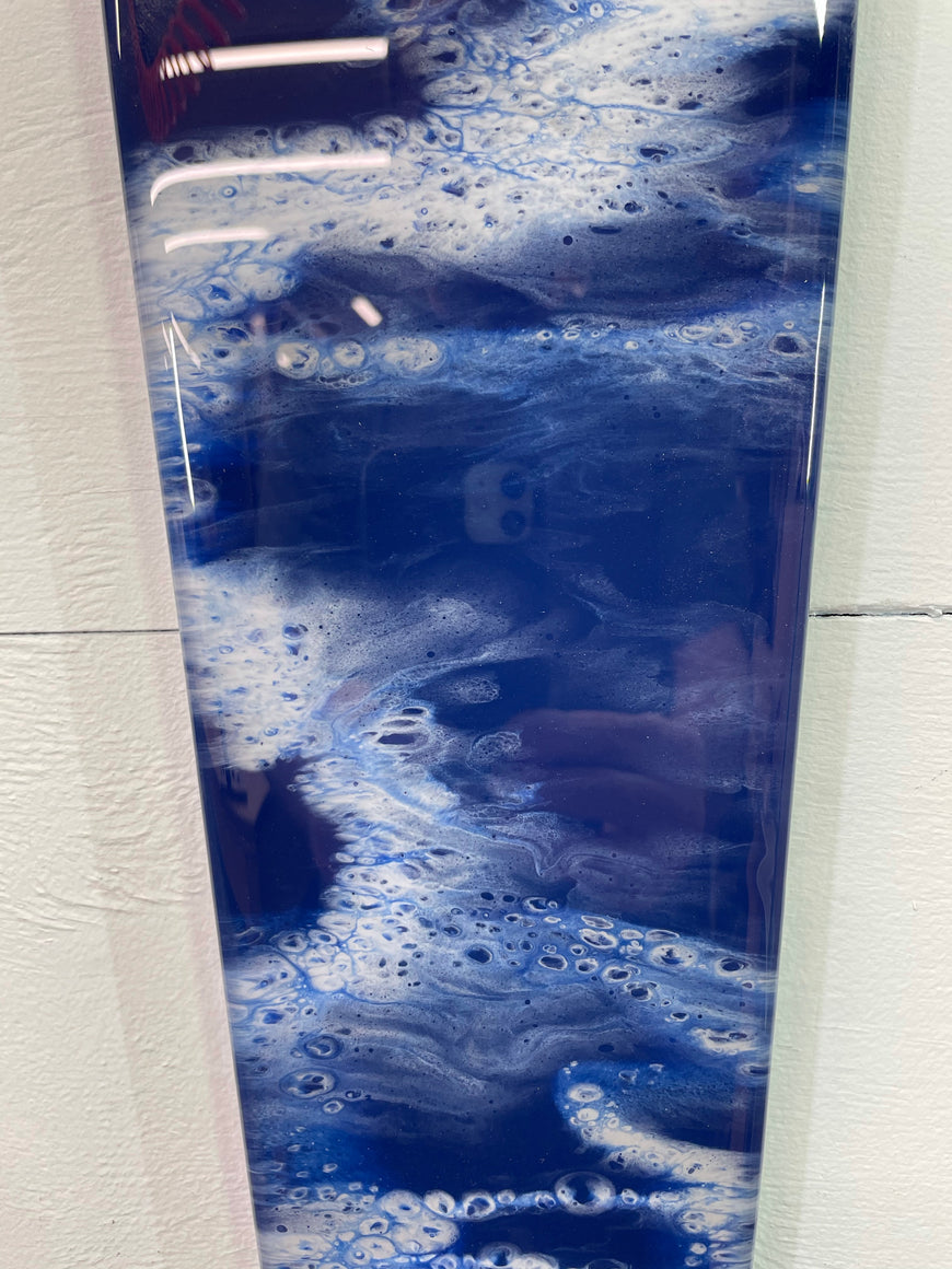 70cm Long Narrow Navy Blue White and Grey Abstract Resin Wall Clock