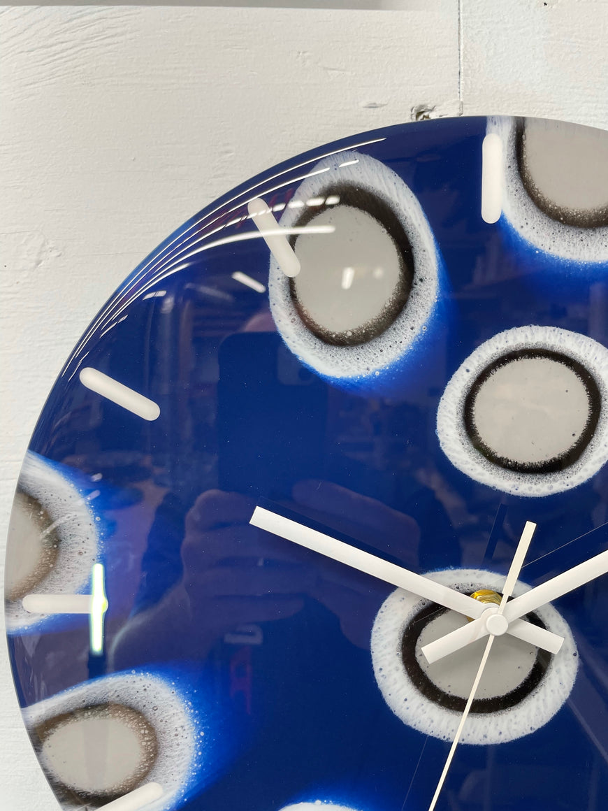 33cm Navy Blue Grey and Black Abstract Modern Resin Wall Clock