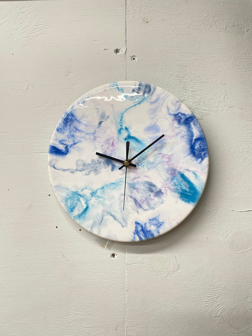Blue And Purple Resin Wall Clock