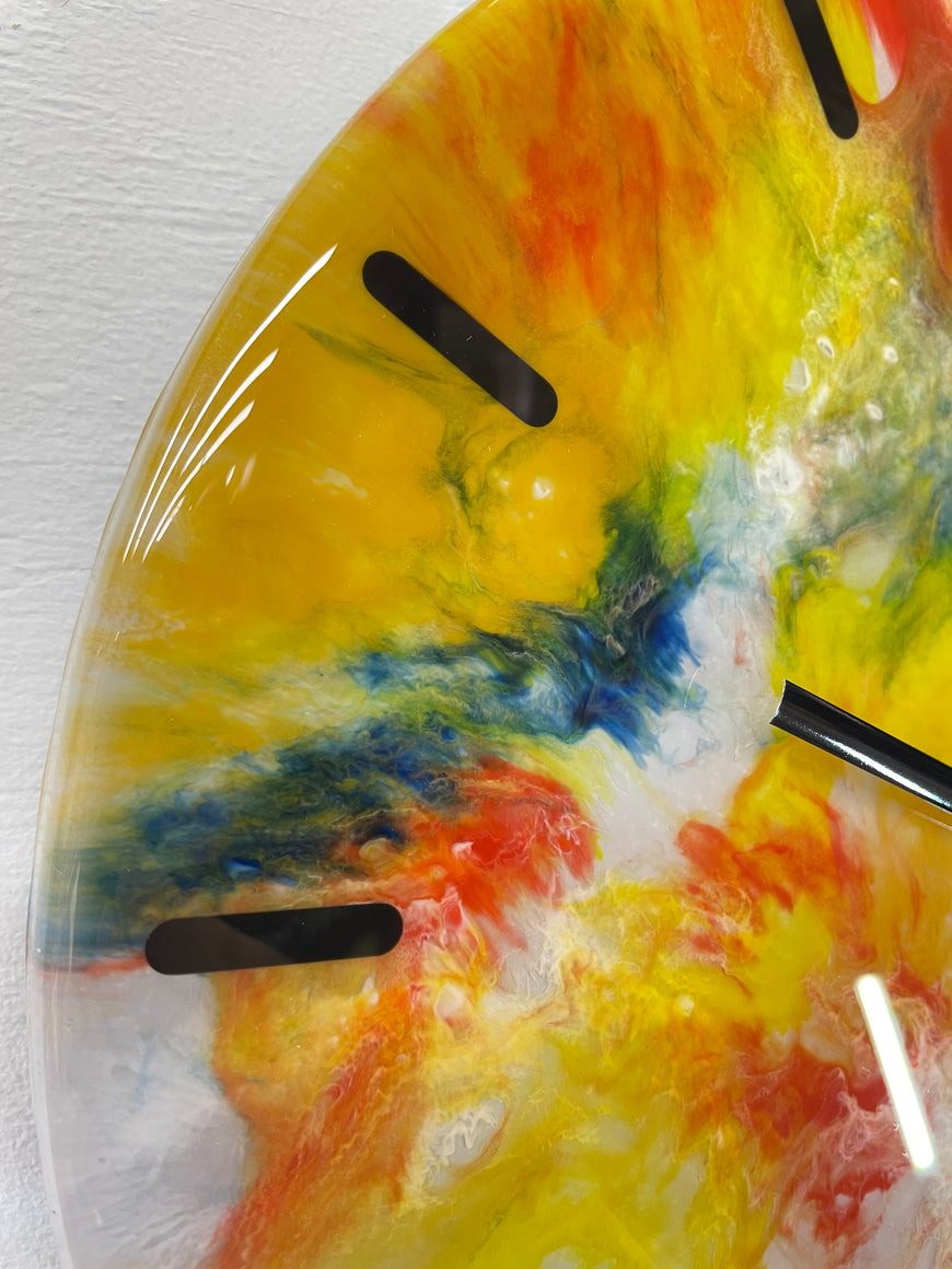 33cm Bright and Colourful Abstract Modern Resin Wall Clock