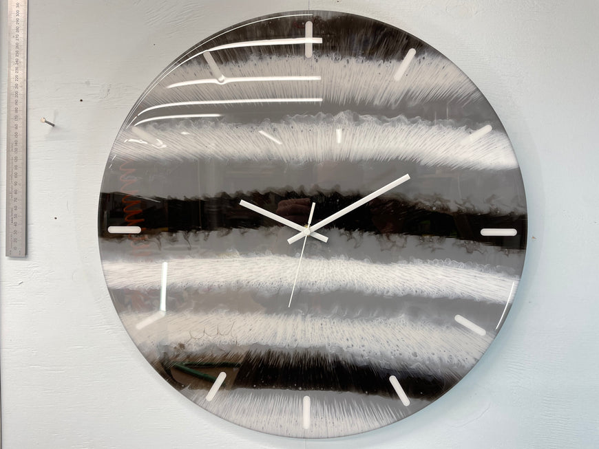 50cm Large Grey Black and White Abstract Modern Resin Wall Clock