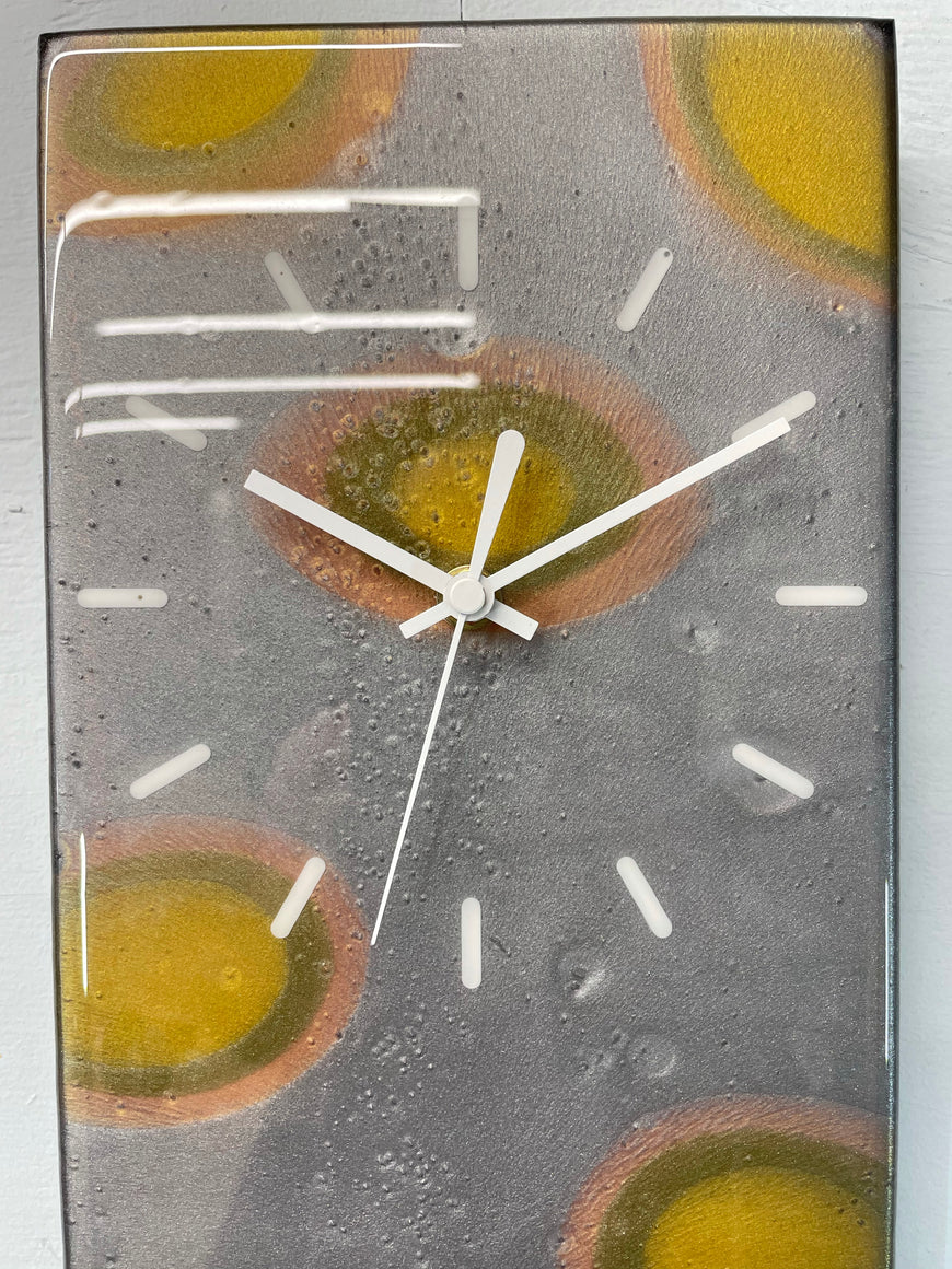 Silver and Gold Abstract Resin Wall Clock