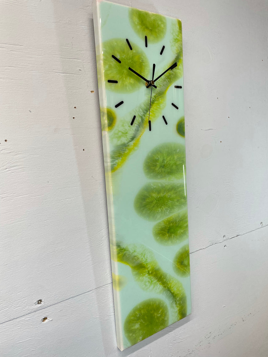 Rectangular Green Abstract Resin Wall Clock