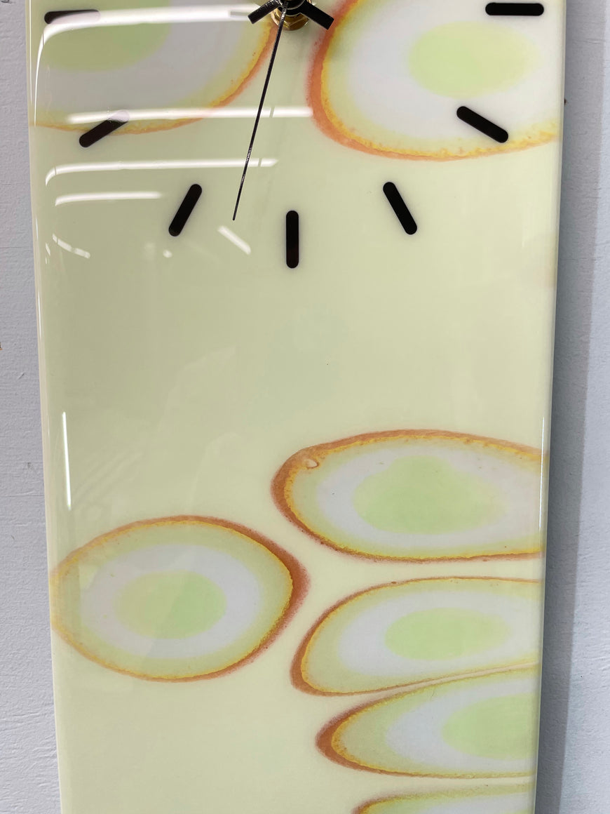 Cream and Pale Green Abstract Resin Wall Clock