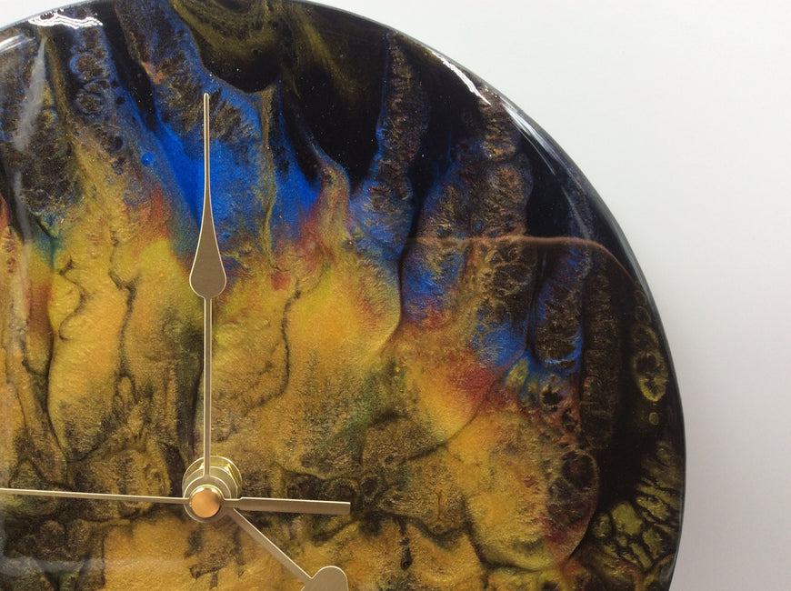 Resin Art Clock, Fire Clock