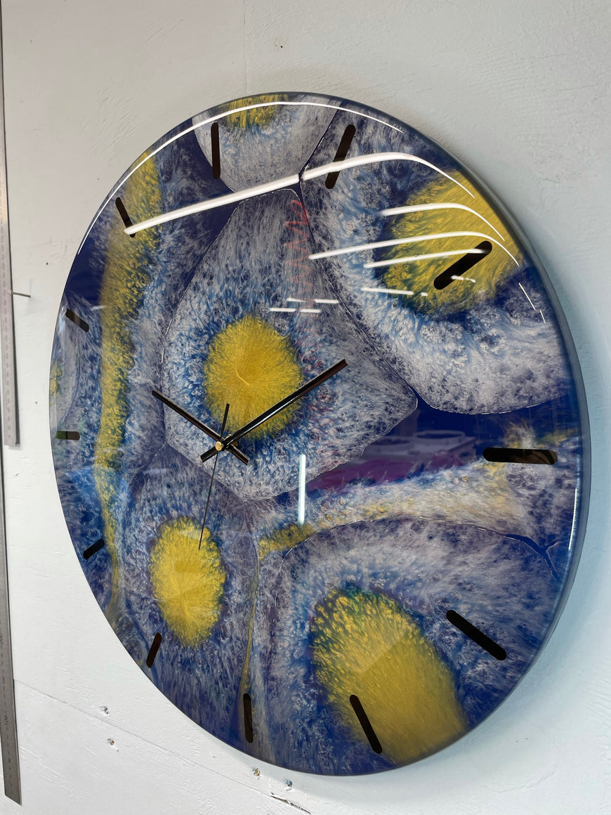 50cm Large Navy Blue and Gold Abstract Modern Resin Wall Clock