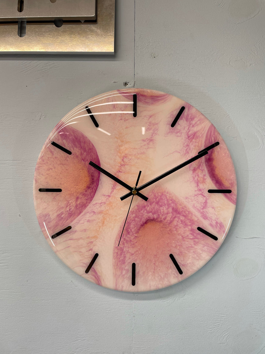 33cm Rose Gold and Pink Abstract Modern Resin Wall Clock