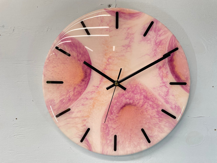 33cm Rose Gold and Pink Abstract Modern Resin Wall Clock