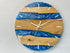 English Oak and Sky Blue Pearlescent Resin Wall Clock