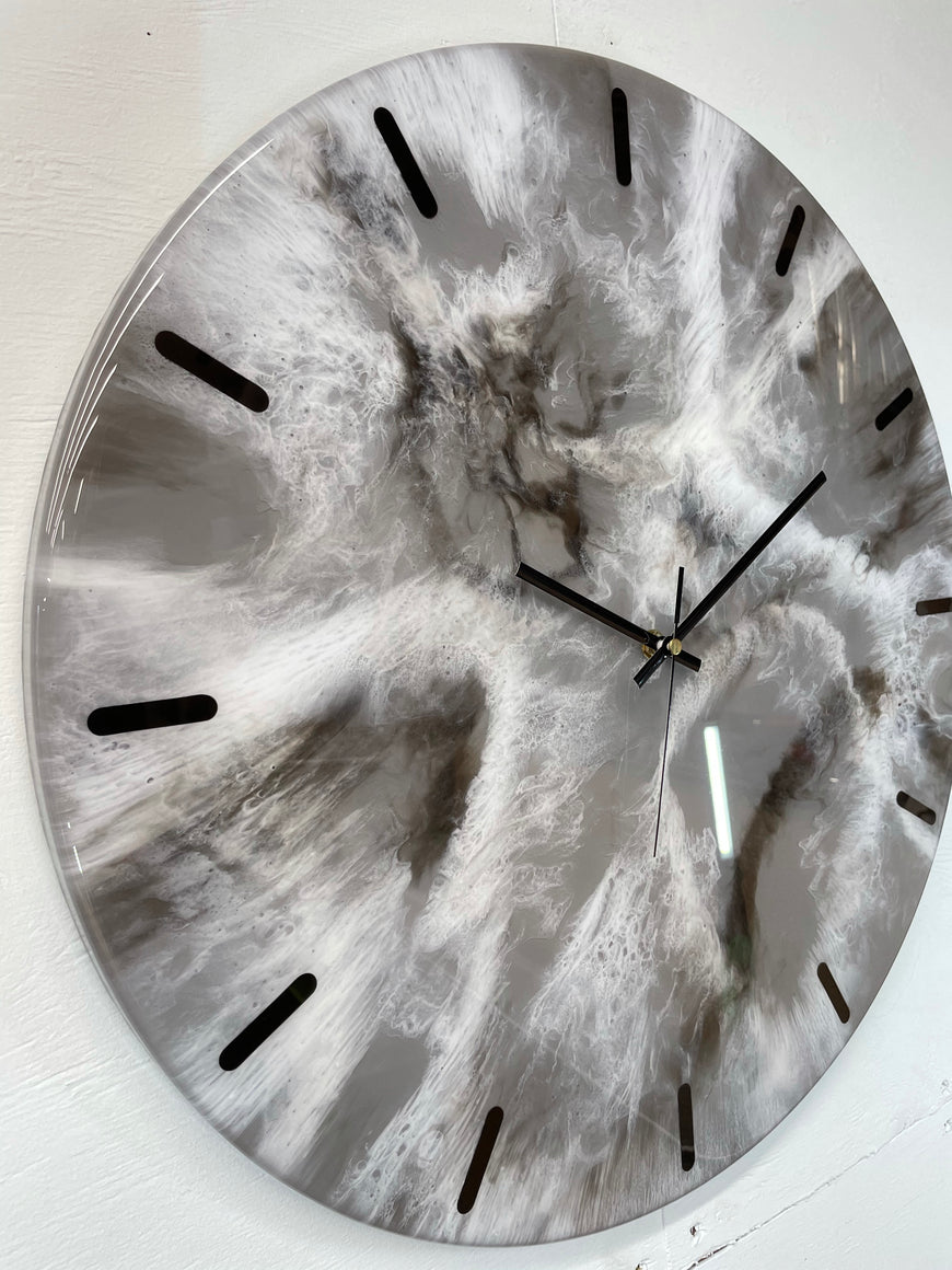 50cm Large Grey Black and White Abstract Modern Resin Wall Clock