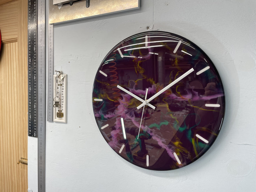 Made to order custom listing for Paul Raggett 50cm Purple and Pink Abstract Modern Resin Wall Clock