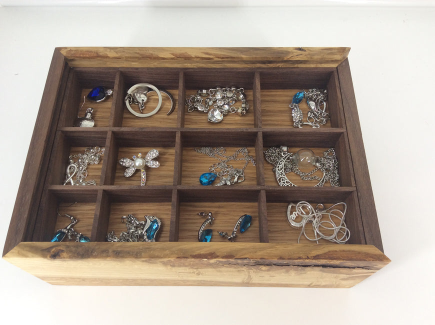 Wooden Jewellery Box, Black Walnut and English Oak 