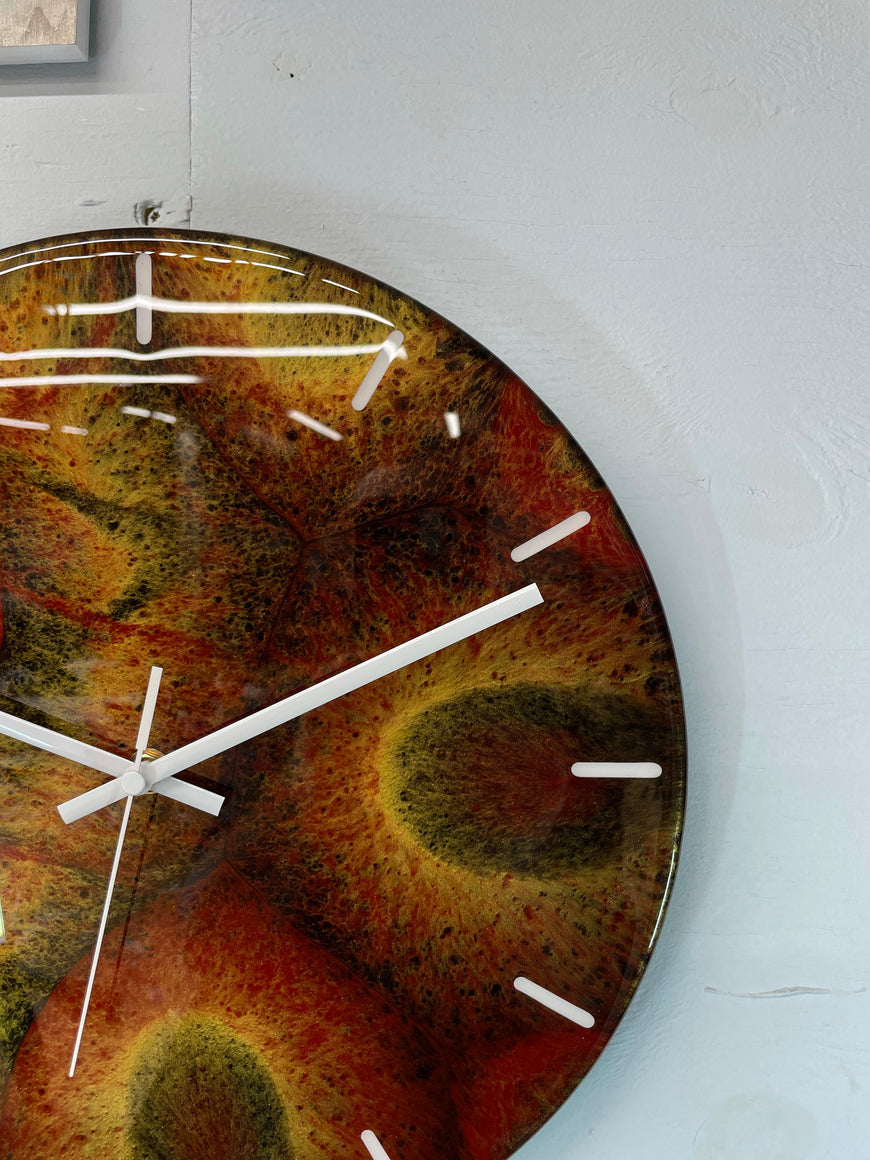 Gold Black and Maroon Abstract Modern Resin Wall Clock