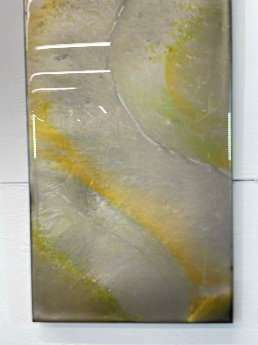 Silver and Green Abstract Resin Wall Clock
