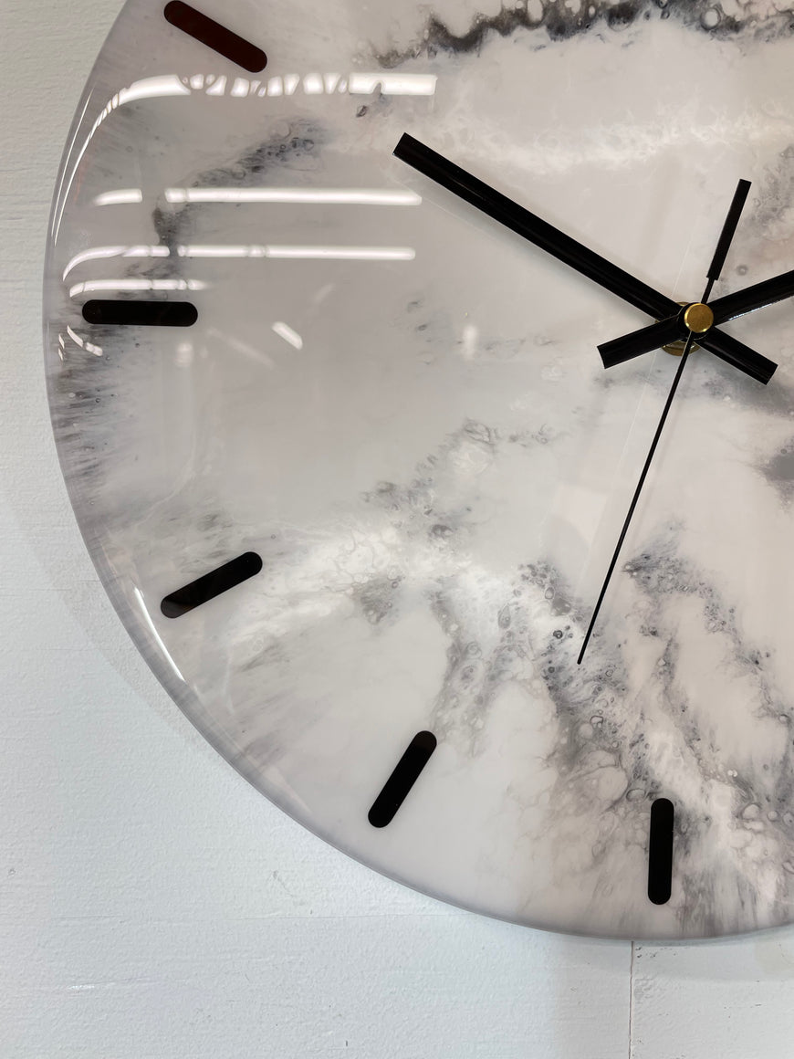 33cm Grey White and Black Abstract Modern Resin Wall Clock