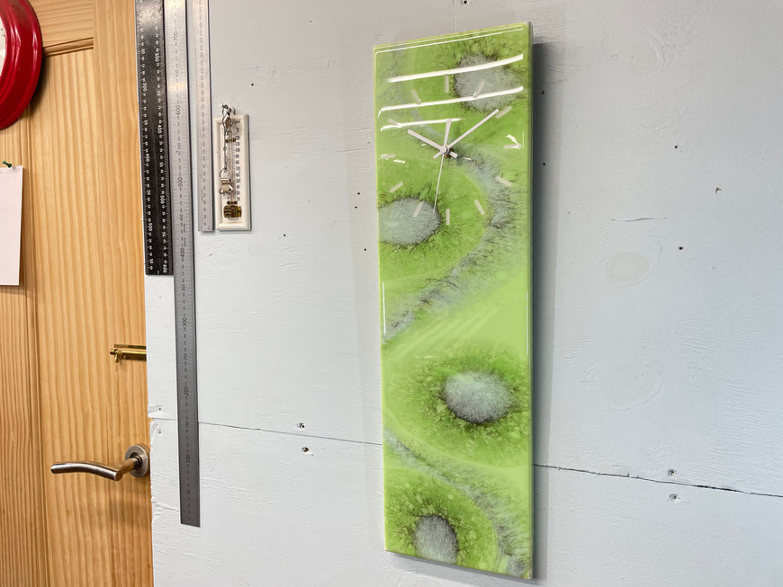 Pale Green Abstract Resin Wall Clock