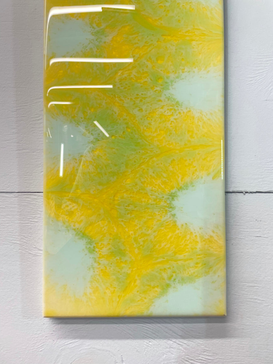 Yellow and Green Abstract Resin Wall Clock