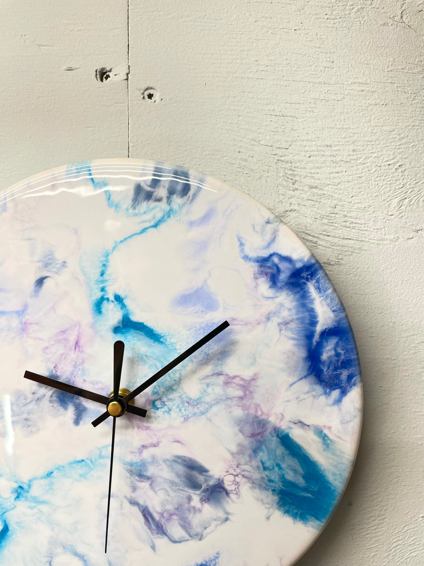 Blue And Purple Resin Wall Clock